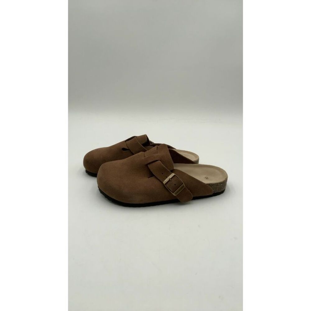 Quince Brown Suede Slip-On Clogs with Buckle